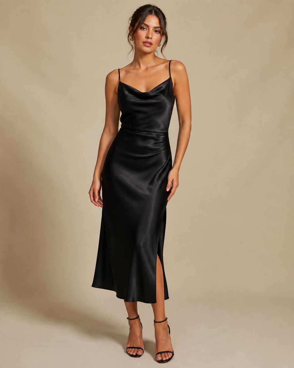 Elegant Satin Midi Dress